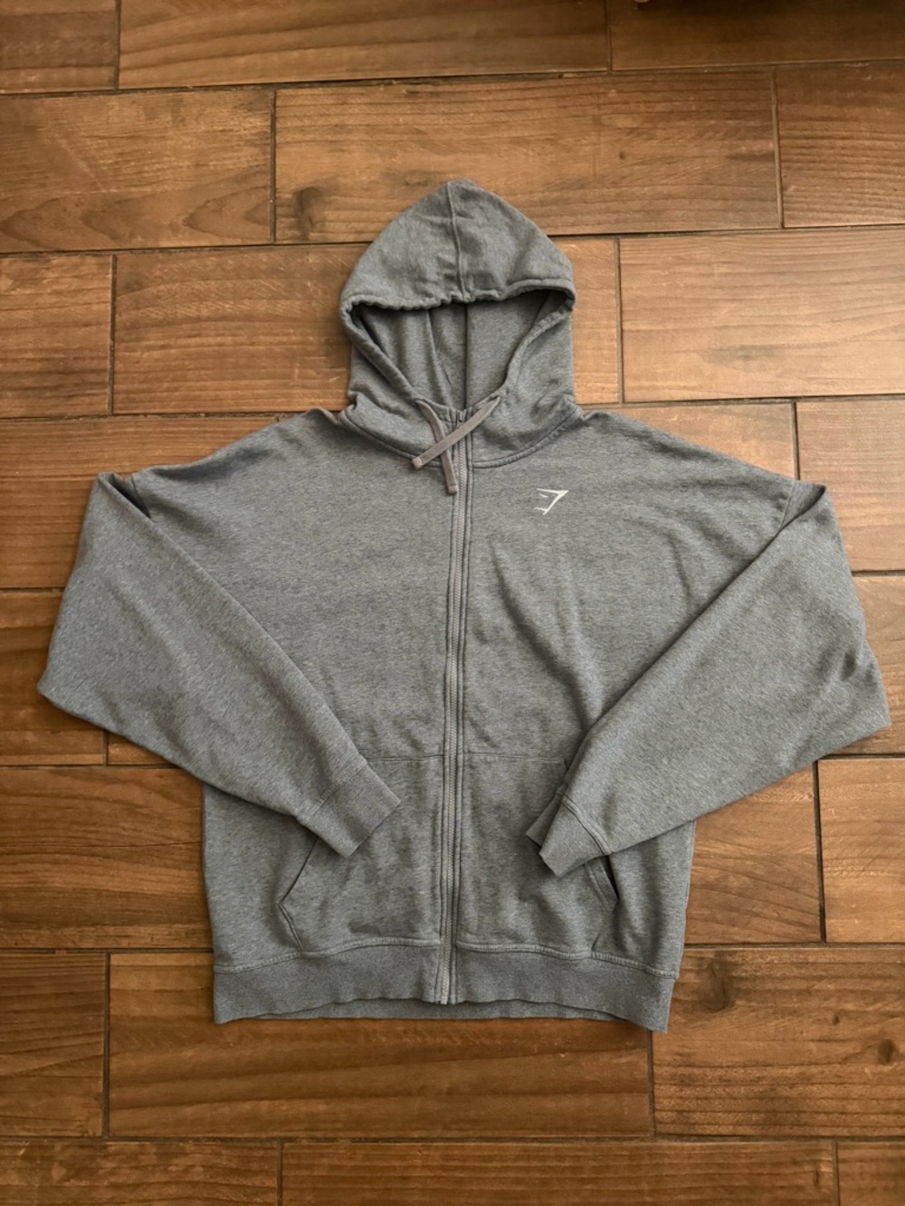 Gymshark Men's Heather Grey Full-Zip Hoodie